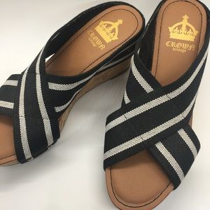 Stripe wedge sandals